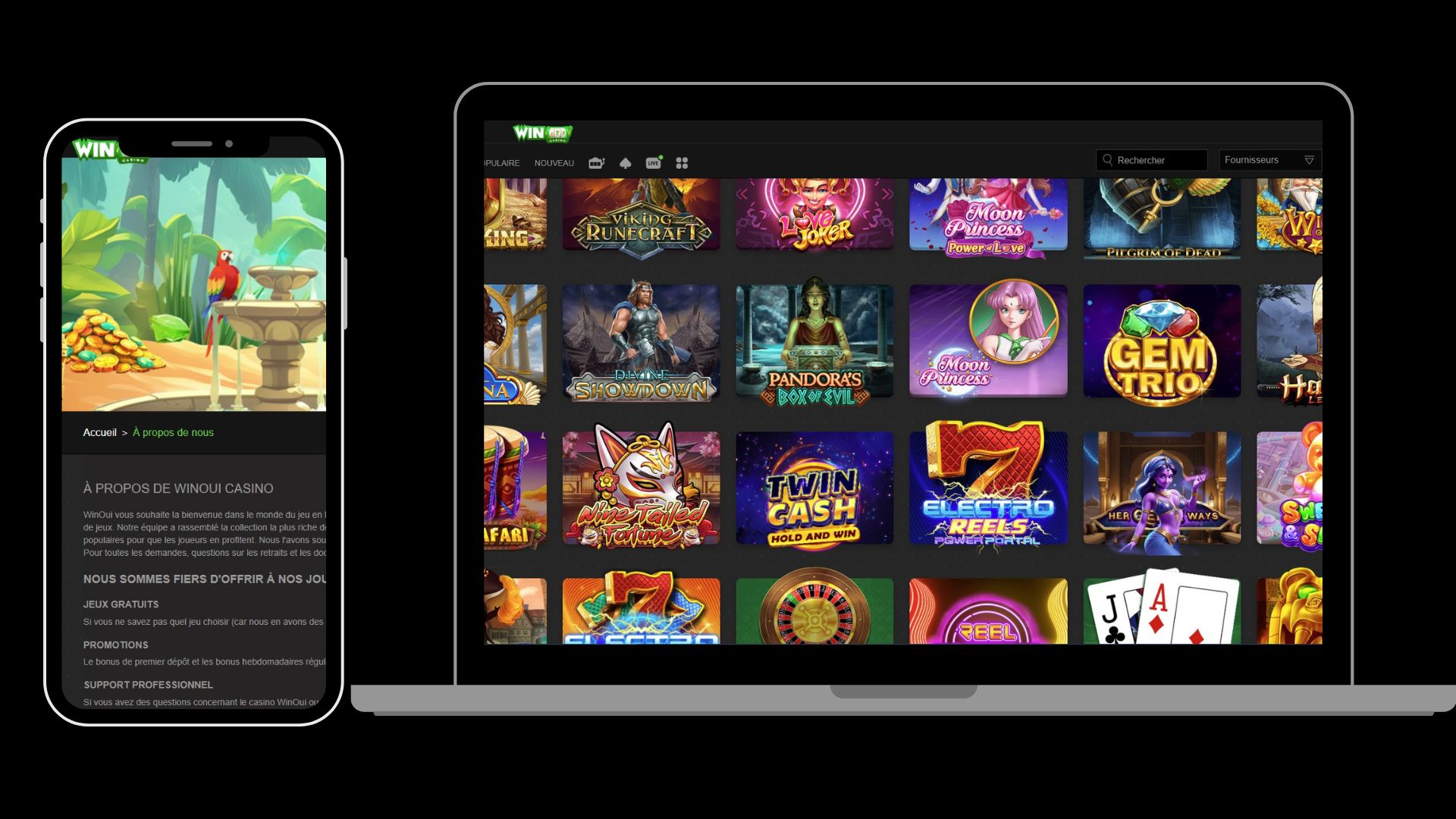 Winoui Casino sur mobile et ordinateur.